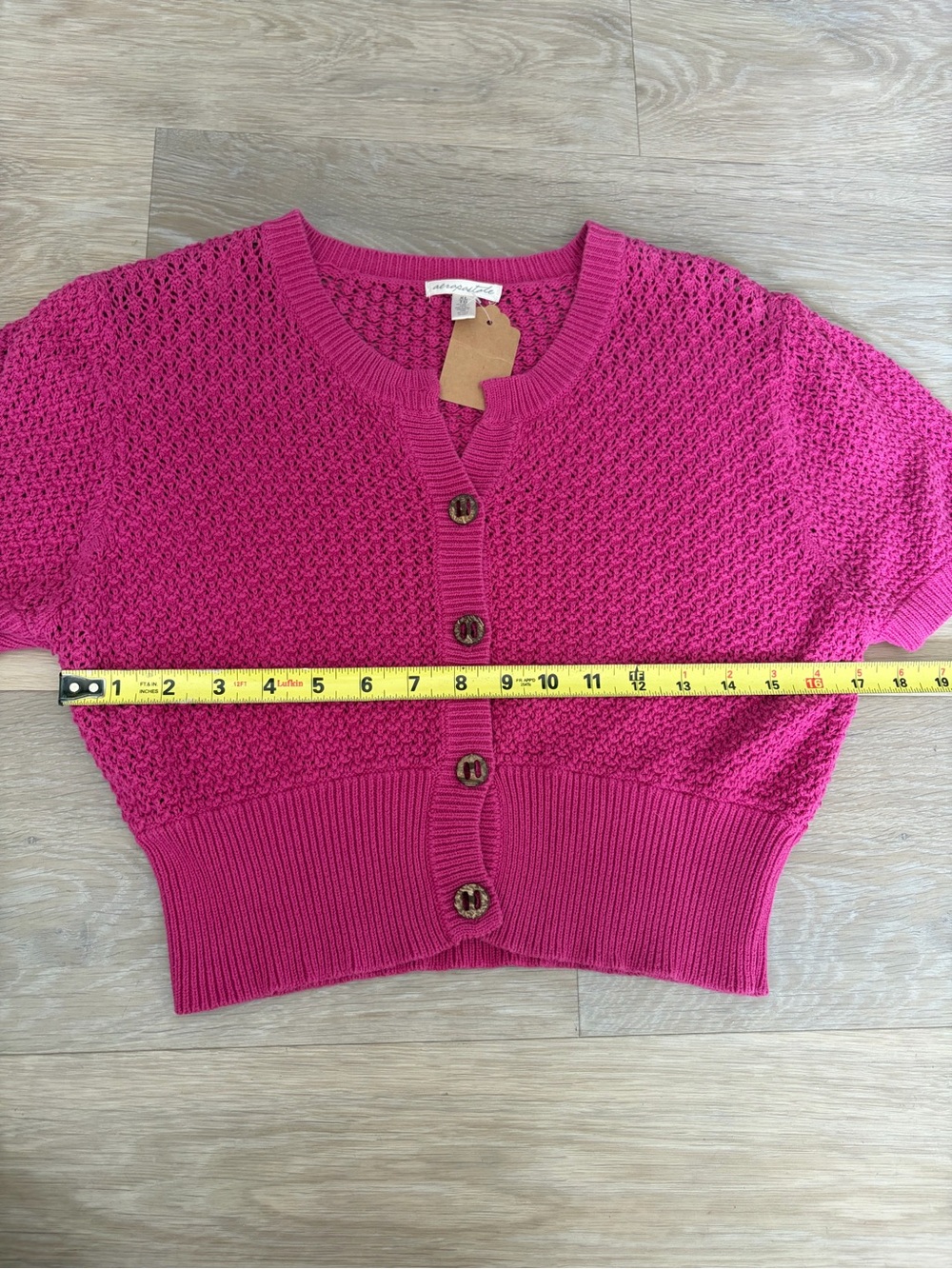 Aeropostale Hot Pink Open Knit Cropped Cardigan - Picture 4 of 5